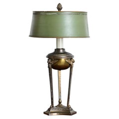 French 19th Century Empire Style Converted Oil Lamp with Tôle Shade