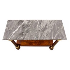 French 19th Century Empire Style Flamed Mahogany, Ormolu and Marble Console