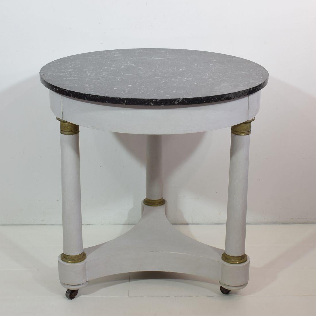 Hand-Crafted French 19th Century Empire Style Gueridon Table with Black Marble Top