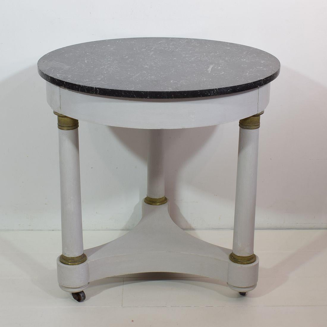 Belgian Black Marble French 19th Century Empire Style Gueridon Table with Black Marble Top