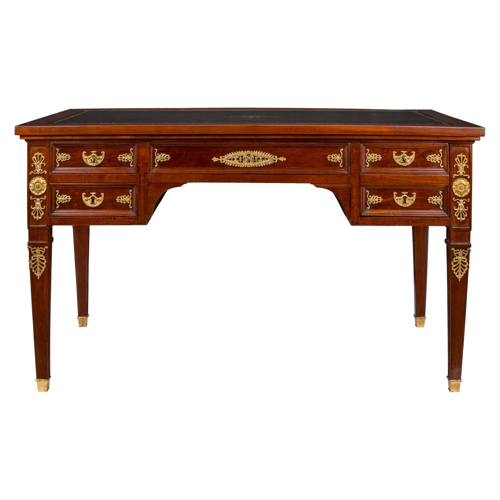 French 19th Century Empire Style Mahogany and Ormolu Bureau Plat For Sale