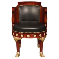 French 19th Century Empire Style Mahogany and Ormolu Desk Chair