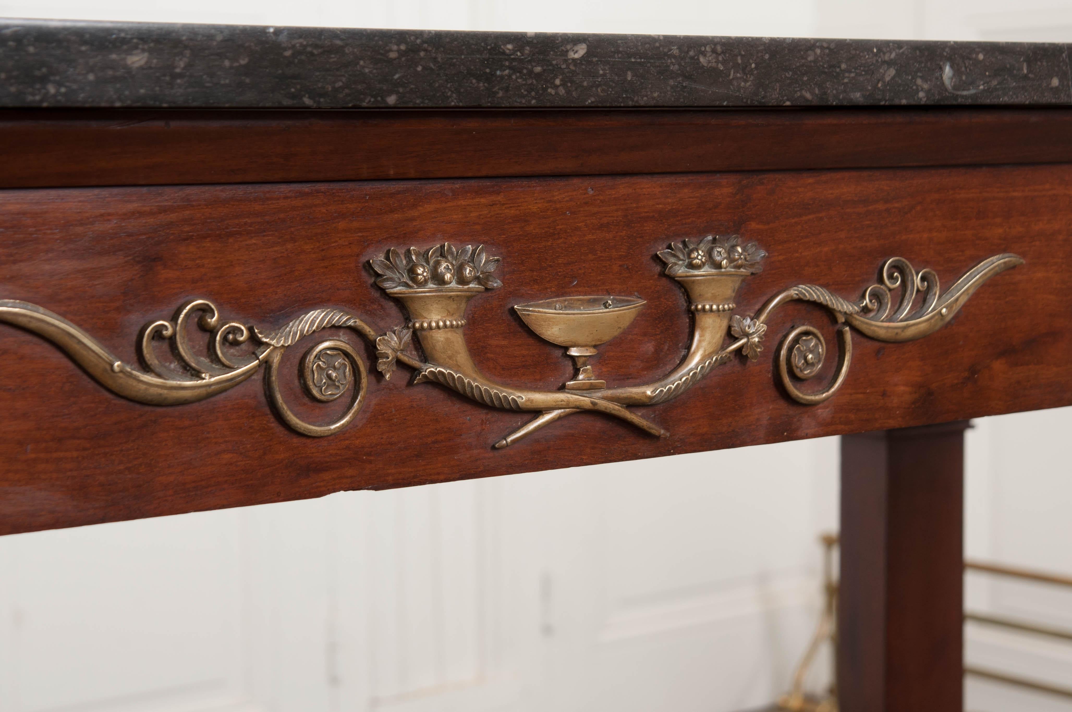 French 19th Century Empire-Style Mahogany Console  (Messing)