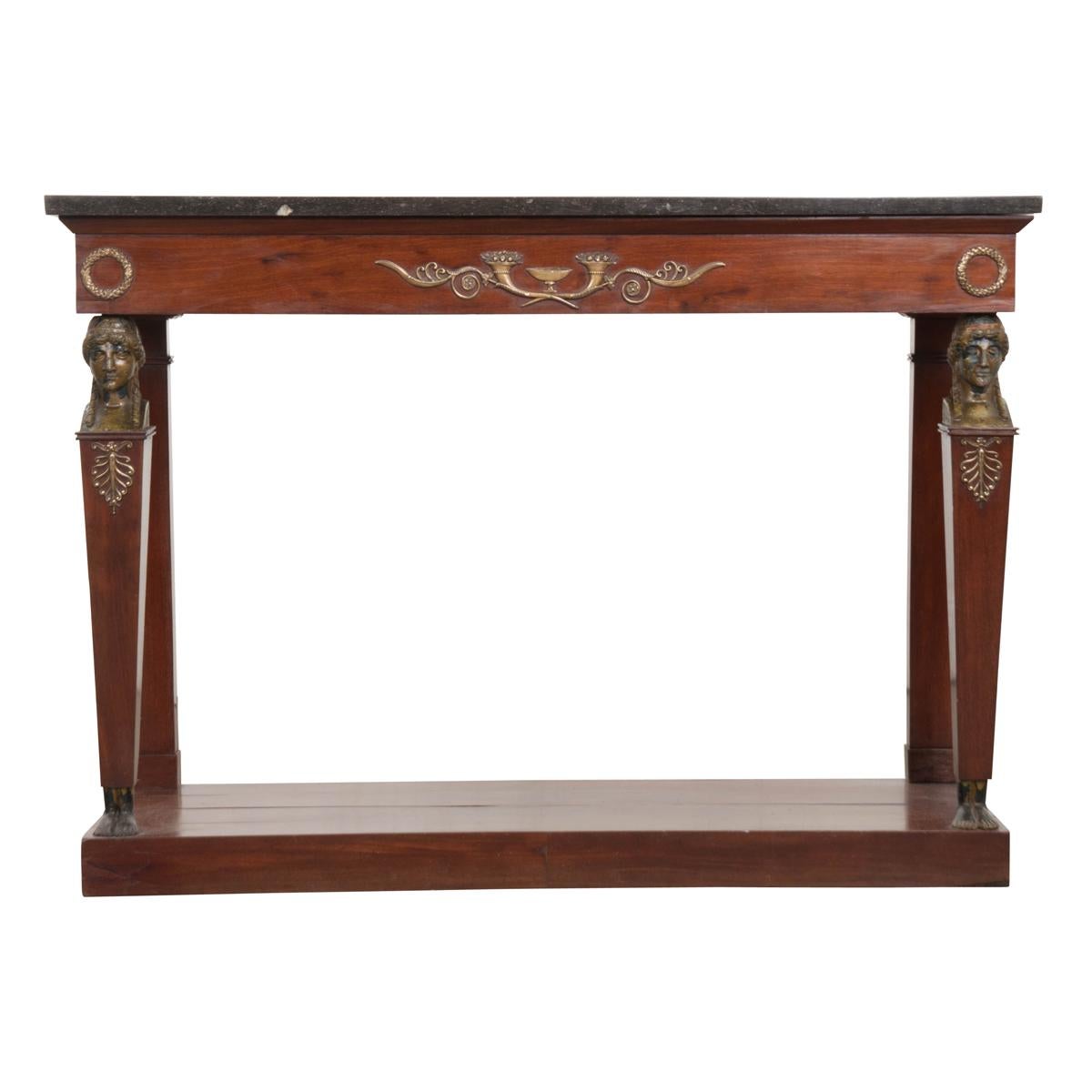 French 19th Century Empire-Style Mahogany Console 