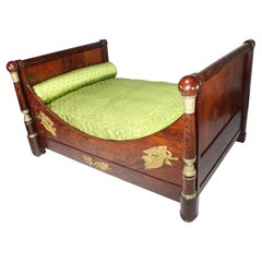 French 19th Century Empire Style Mahogany & Gilt-Bronze Mounted Campaign Day Bed