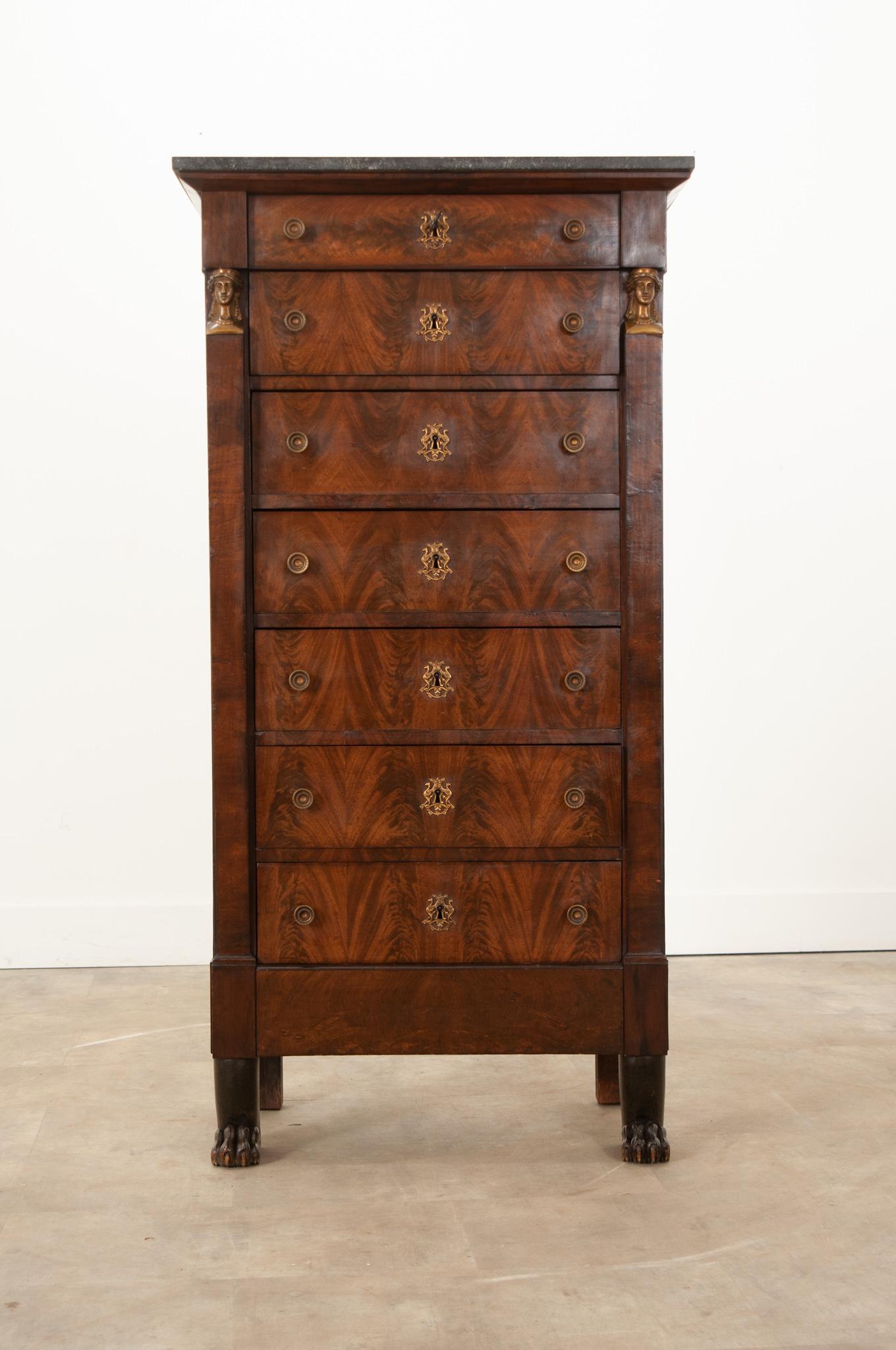 This magnificent 19th century French semainier is the perfect way to add more storage to your space without sacrificing style or square footage. Semainiers were originally created in the 18th Century with 7 drawers to hold a week’s supply of
