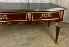 Large French Bureau Plat/Bureau de Ministre in Mahogany with Gilt Bronze Mounts