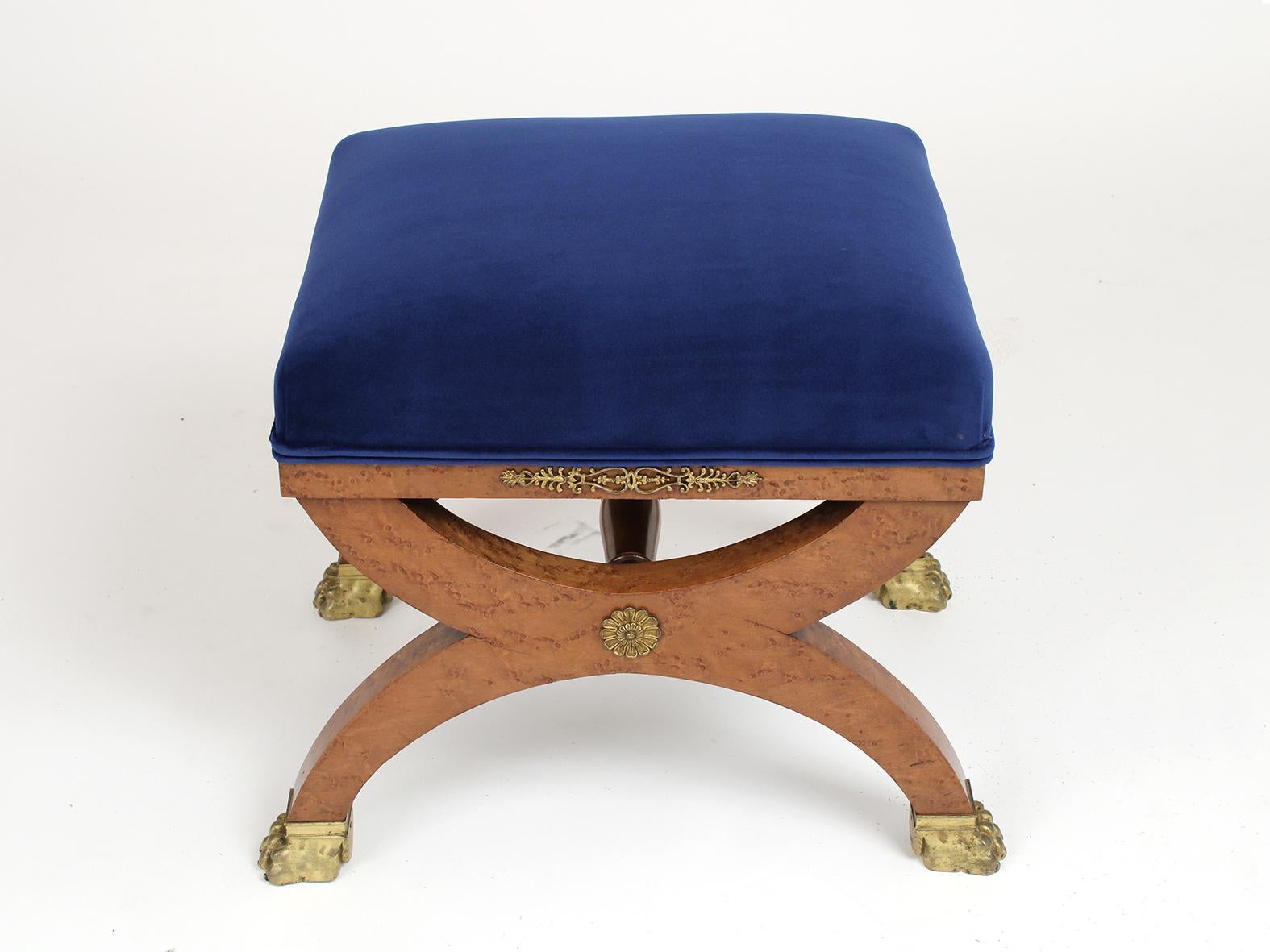 Hand-Crafted French 19th Century Empire Style Petite Stool