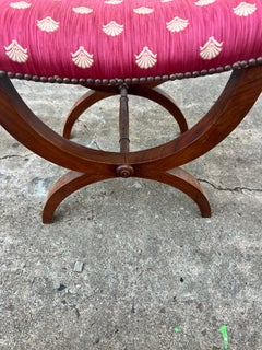 French 19th Century Empire Style Walnut Stool / Upholstery Seat