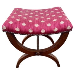French 19th Century Empire Style Walnut Stool / Upholstery Seat