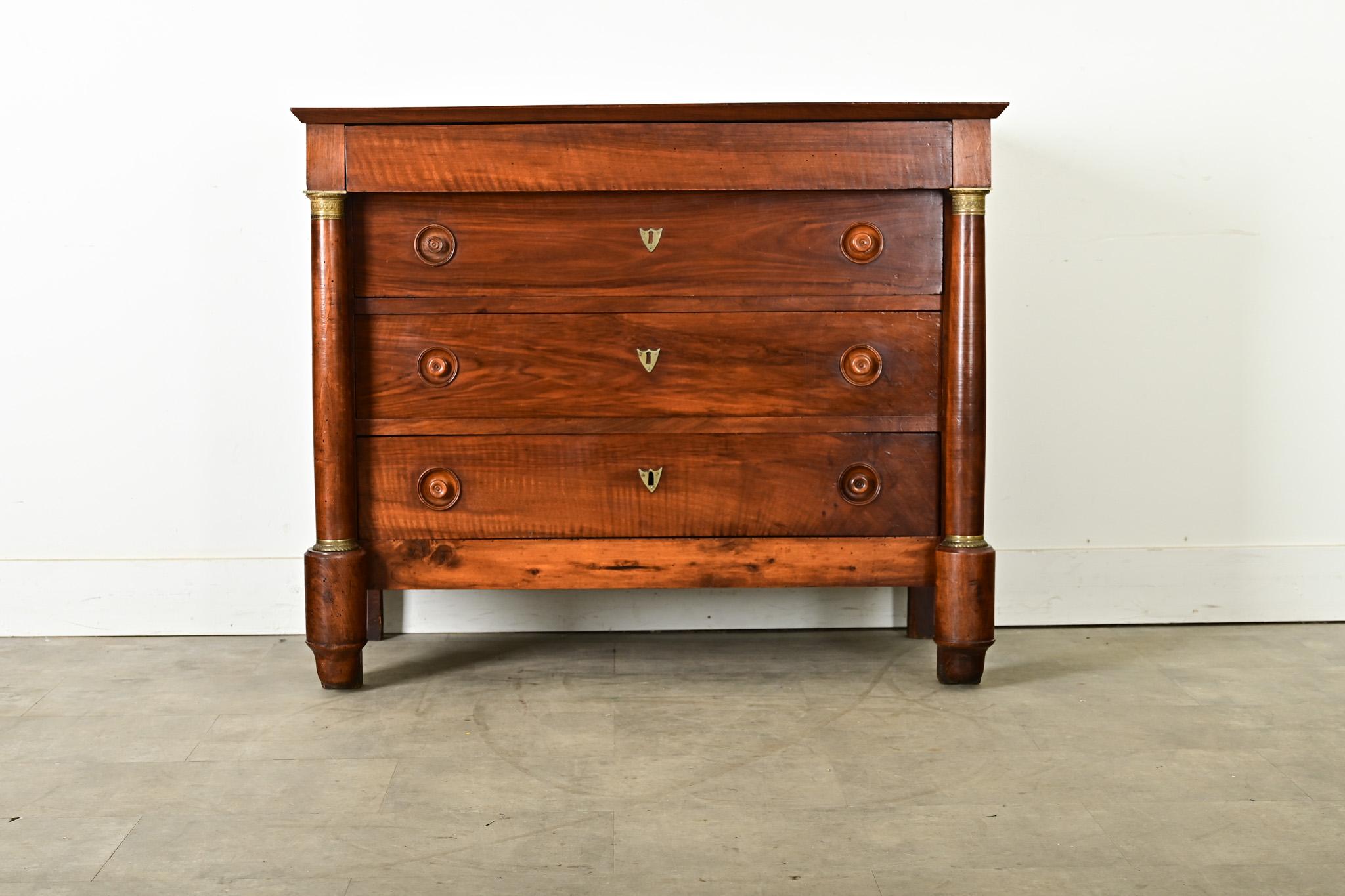 Stile impero French 19th Century Empire Walnut Commode in vendita