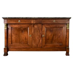 Französisches Empire-Buffet aus Nussbaum und Marmor aus dem 19.
