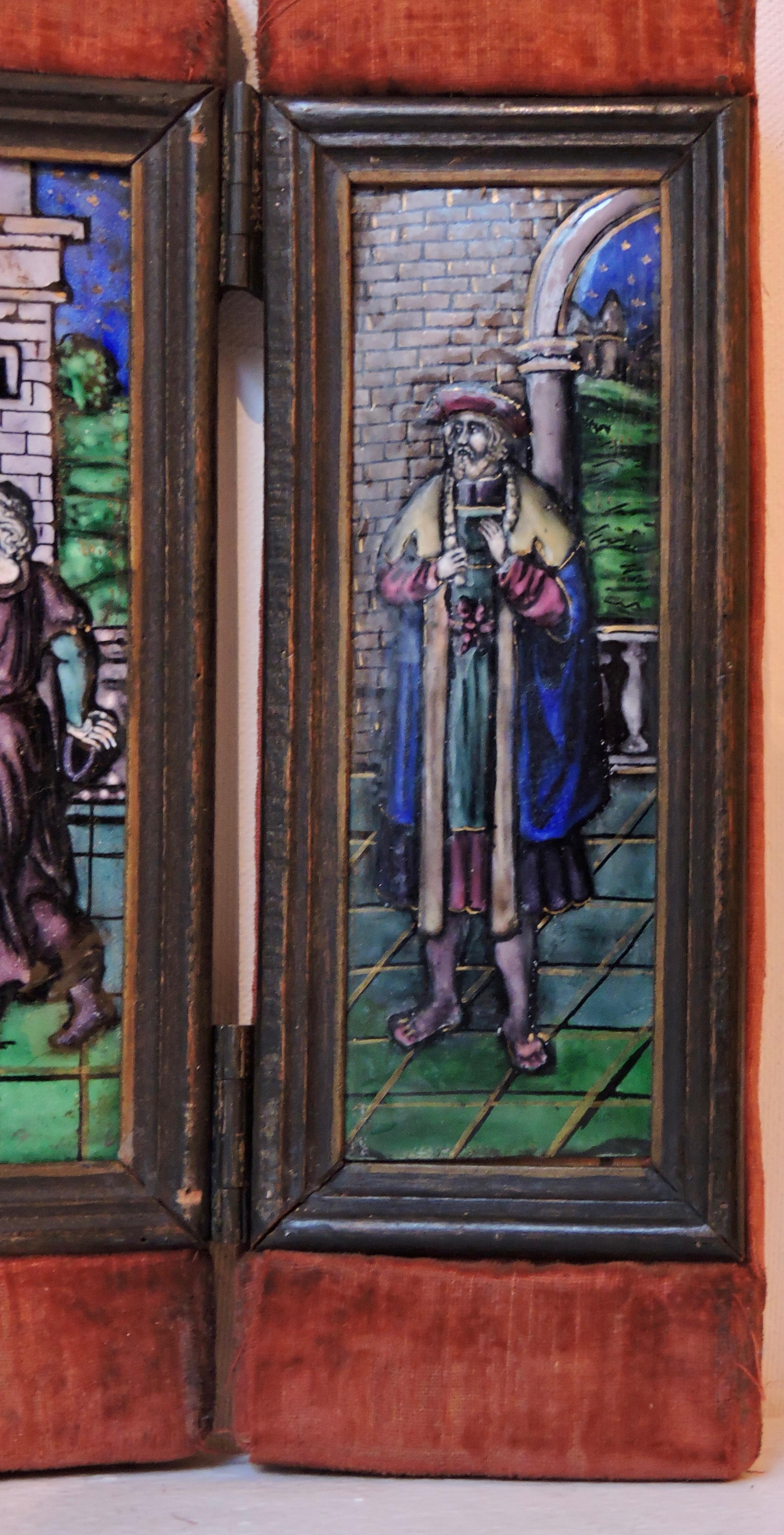 French 19th Century Enamel on Copper Tryptic, circa 1880 In Good Condition In Saint-Ouen, FR
