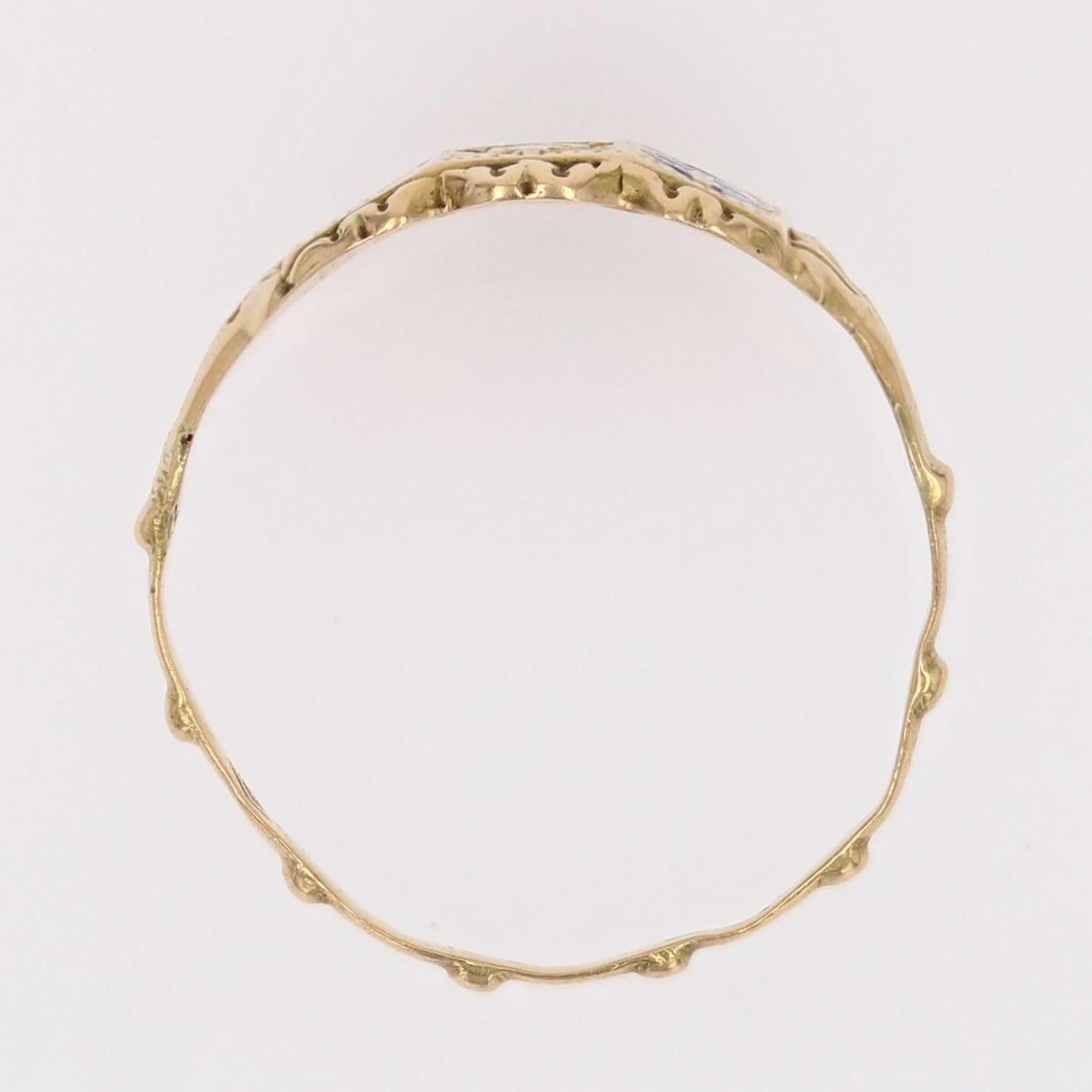 Bague de foi française du 19ème siècle en or jaune 18 carats émaillé en vente 7