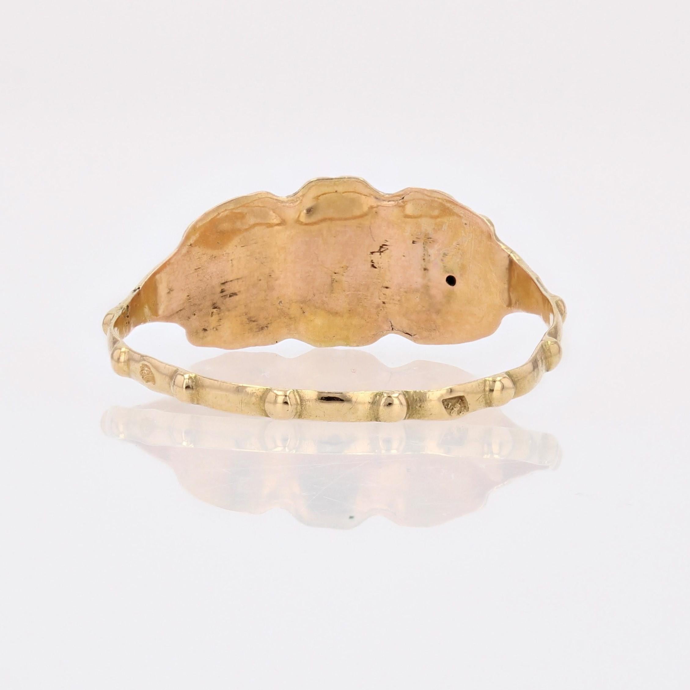 Bague de foi française du 19ème siècle en or jaune 18 carats émaillé en vente 8