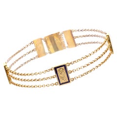 Bracelet  chane en or jaune 18 carats avec plaques mailles du XIXe sicle
