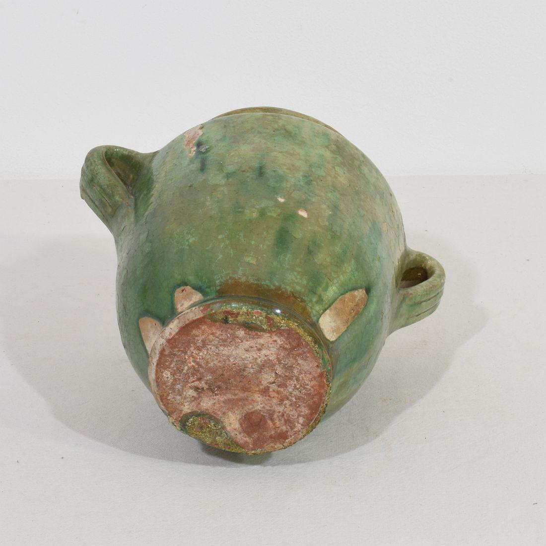 French 19th Century Faded Green Glazed Ceramic Confit Jar For Sale 5