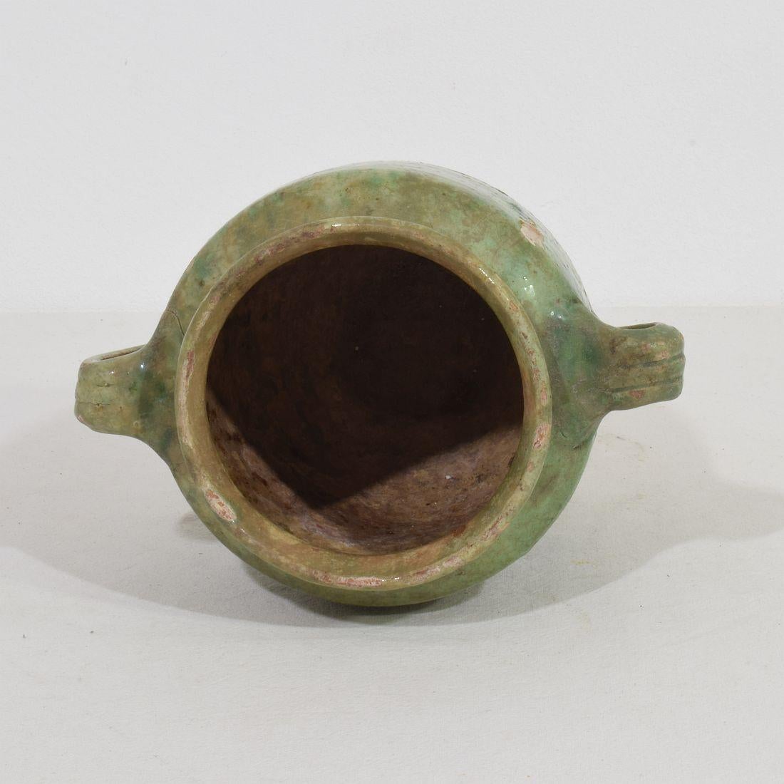 Jarre à confit en céramique à glaçure verte du 19ème siècle. en vente 1