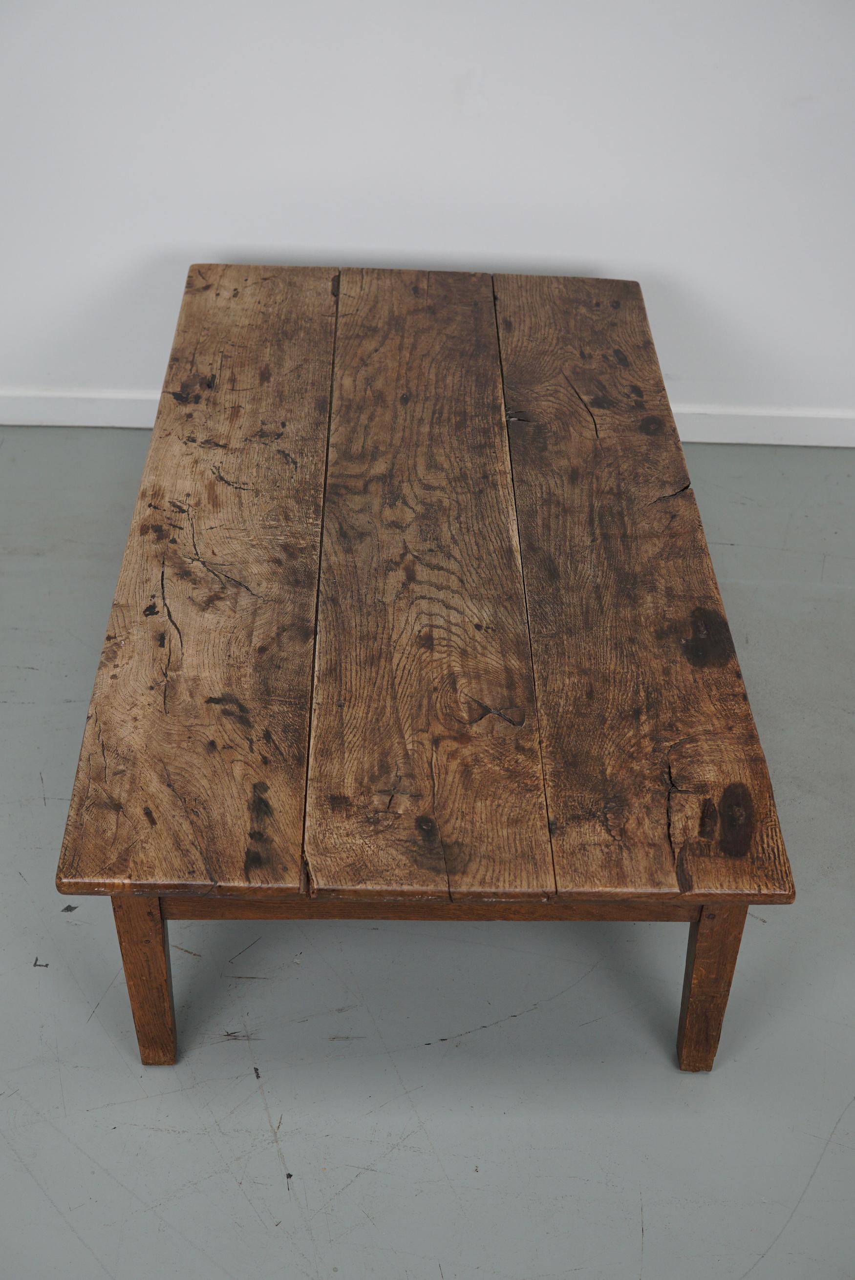 French 19th Century Farmhouse Rustic Natural Chestnut Coffee Table 8