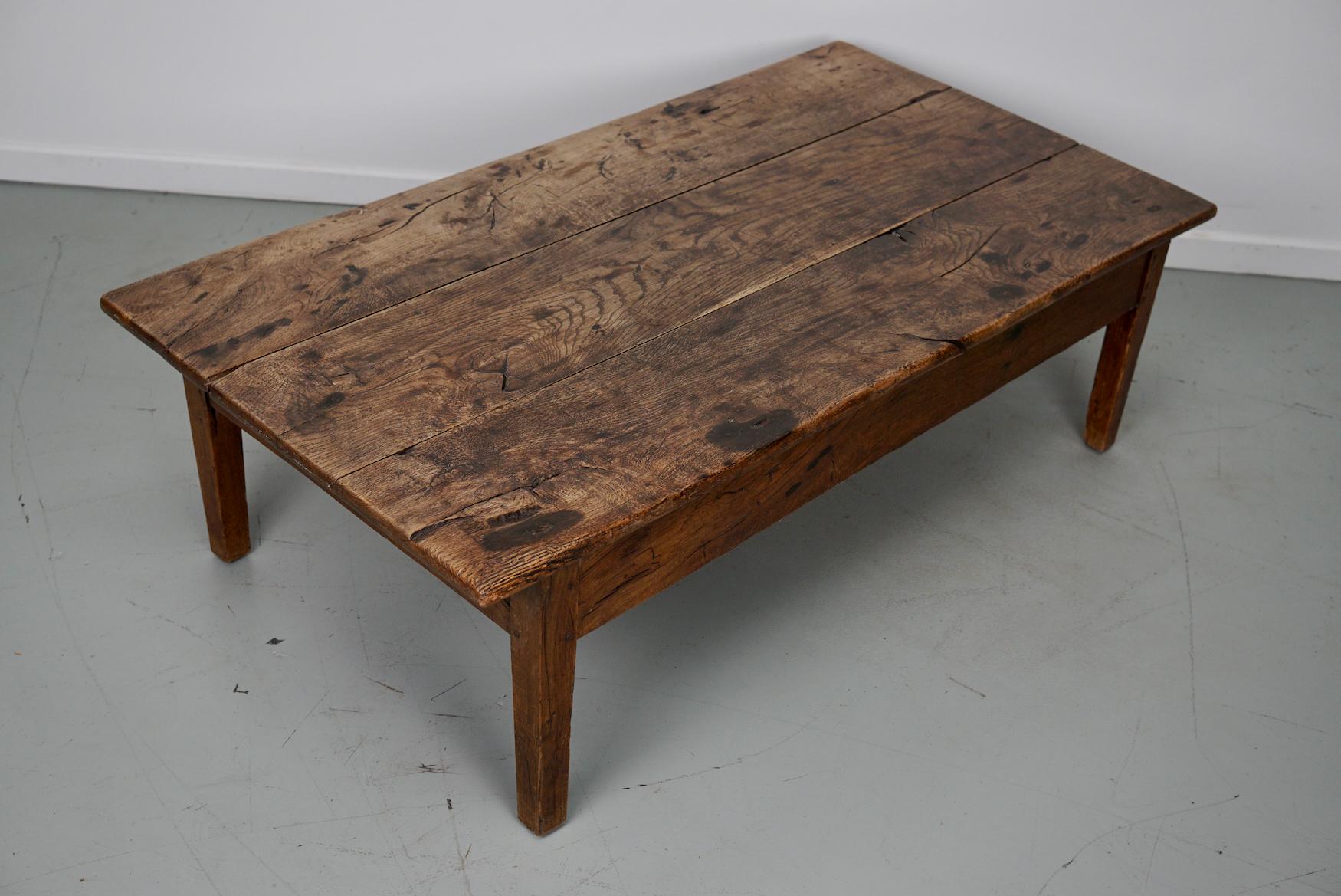 French 19th Century Farmhouse Rustic Natural Chestnut Coffee Table 9