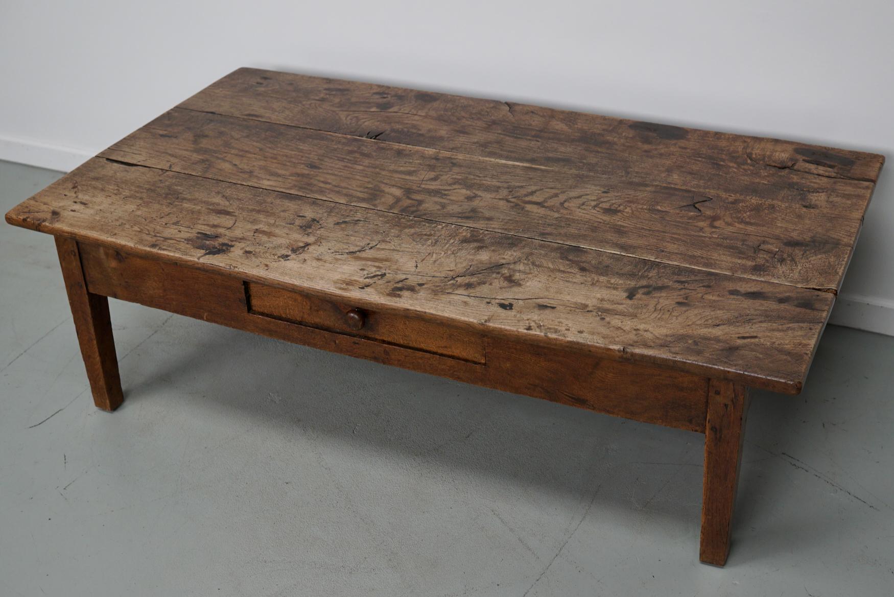 French 19th Century Farmhouse Rustic Natural Chestnut Coffee Table 4