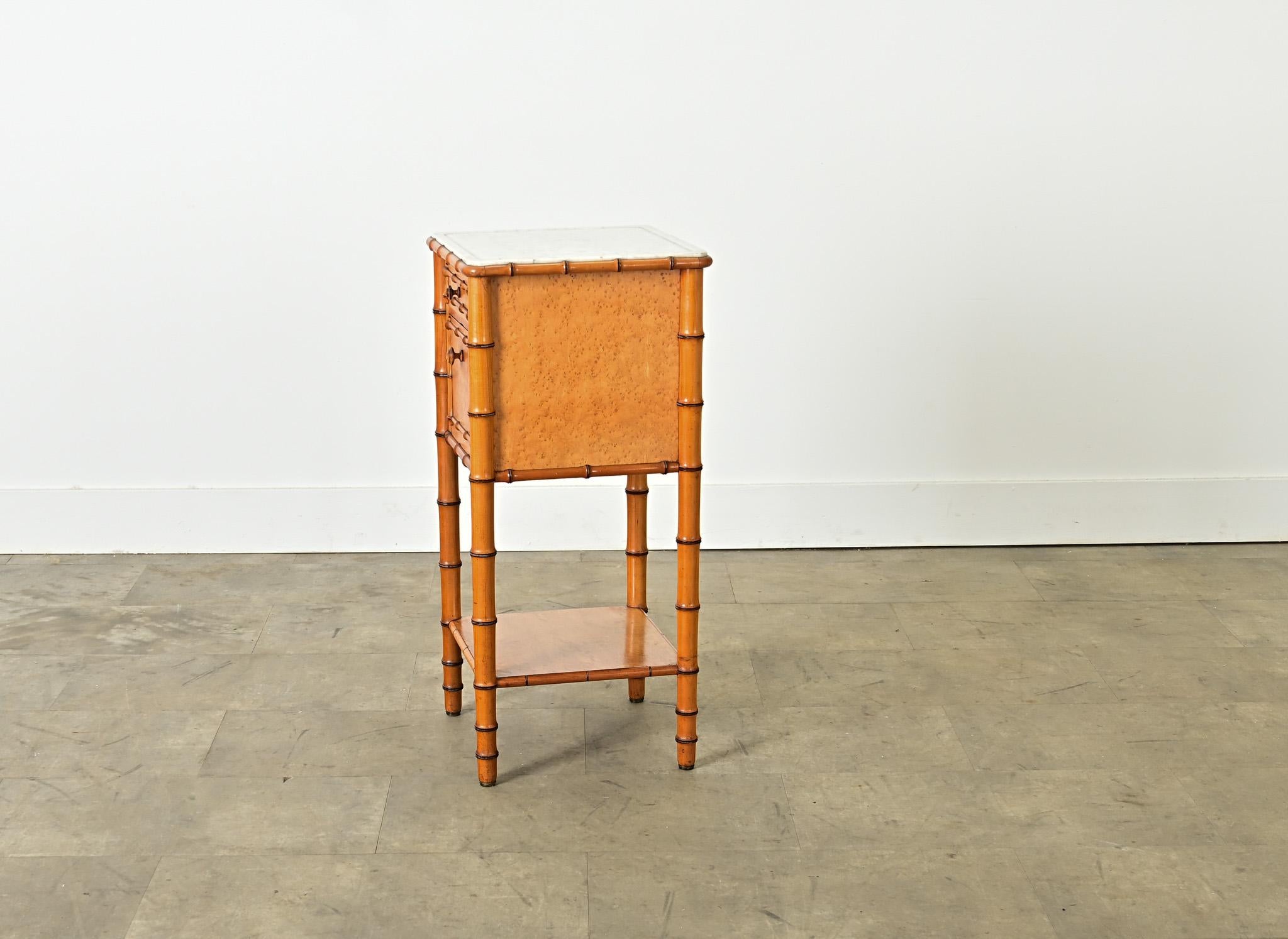 French 19th Century Faux Bamboo Bedside Table For Sale 4