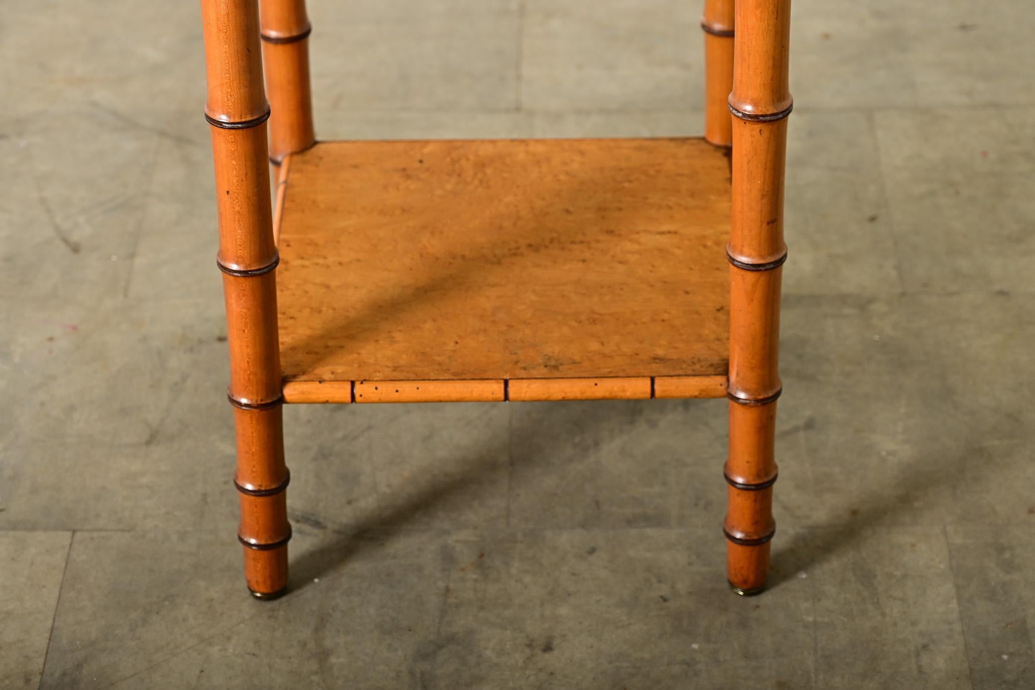 Carved French 19th Century Faux Bamboo Bedside Table For Sale