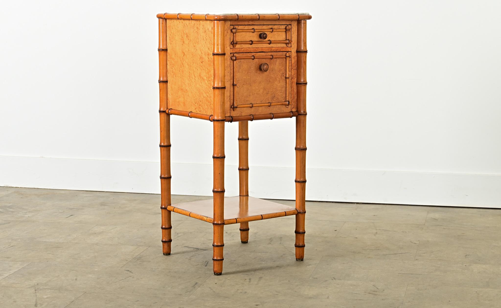 French 19th Century Faux Bamboo Bedside Table For Sale 1