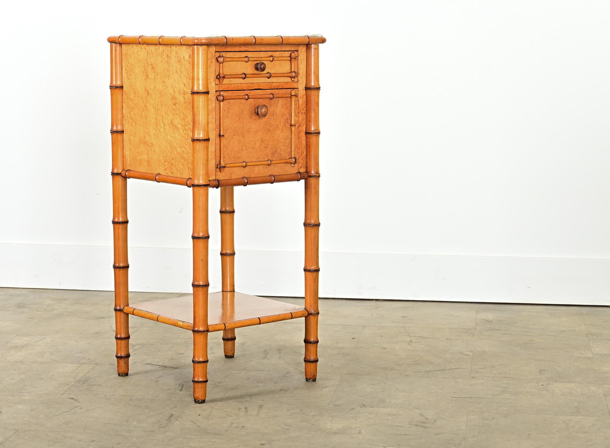 French 19th Century Faux Bamboo Bedside Table For Sale 2