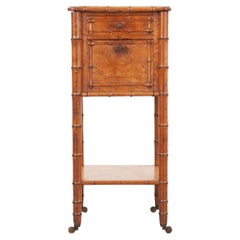 Antique French 19th Century Faux Bamboo Bedside Table