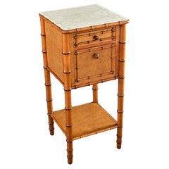 Antique French 19th Century Faux Bamboo Bedside Table