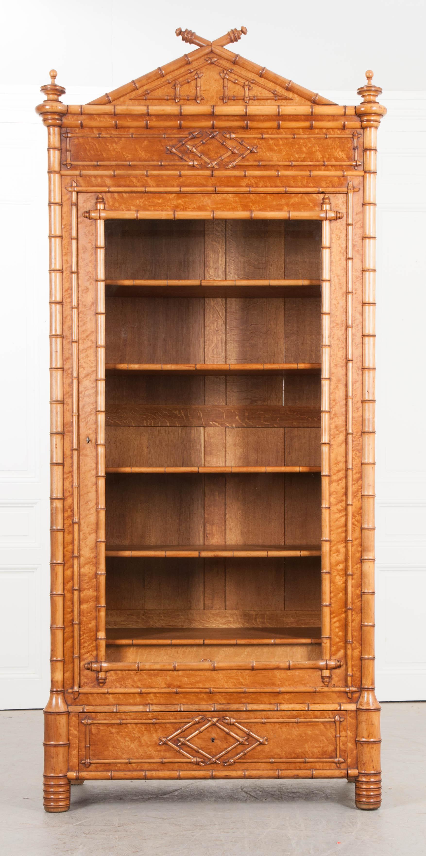 Hardwood French 19th Century Faux Bamboo Bibliothèque