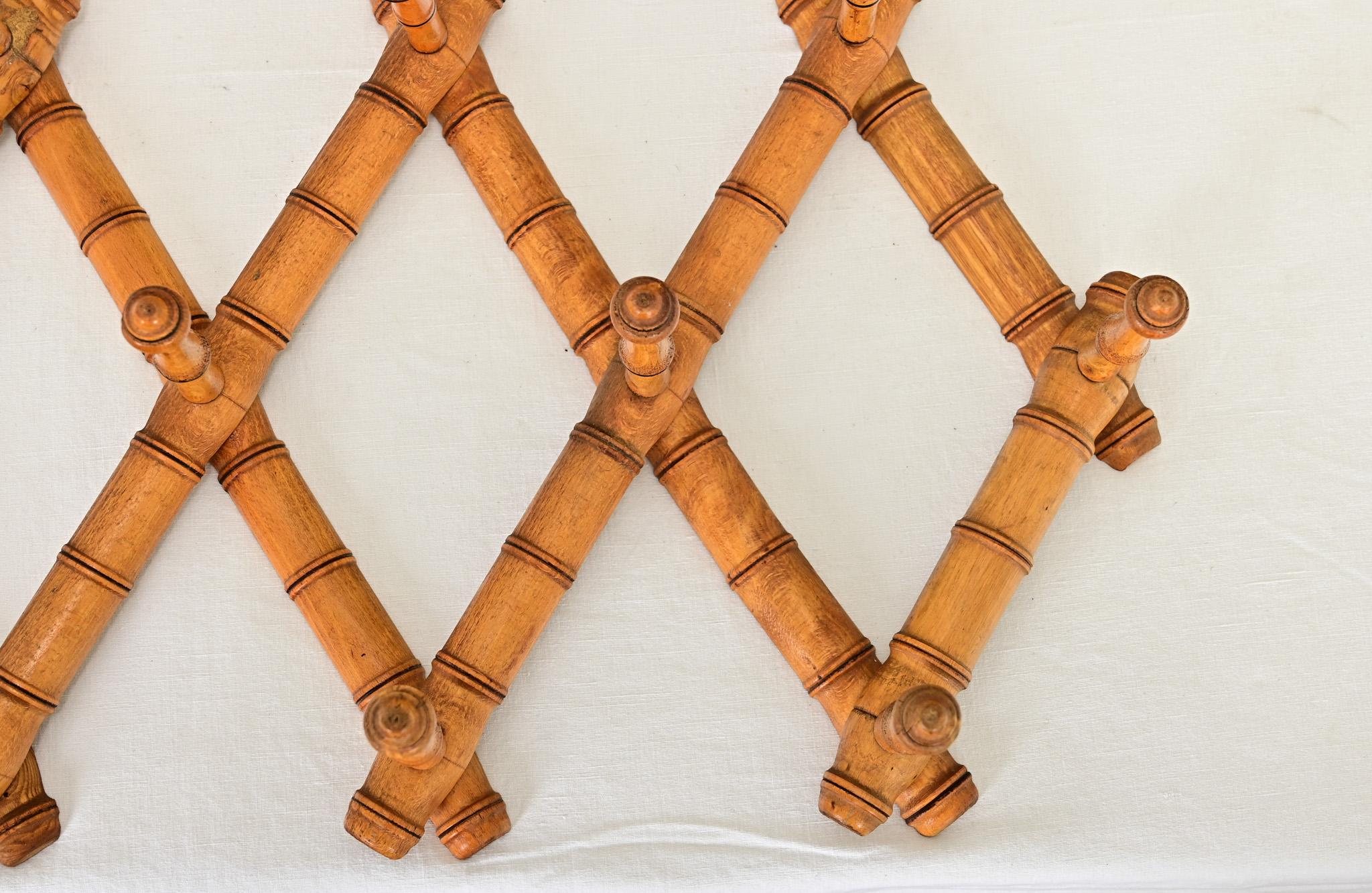 Chinoiserie French 19th Century Faux Bamboo Coat & Hat Rack For Sale
