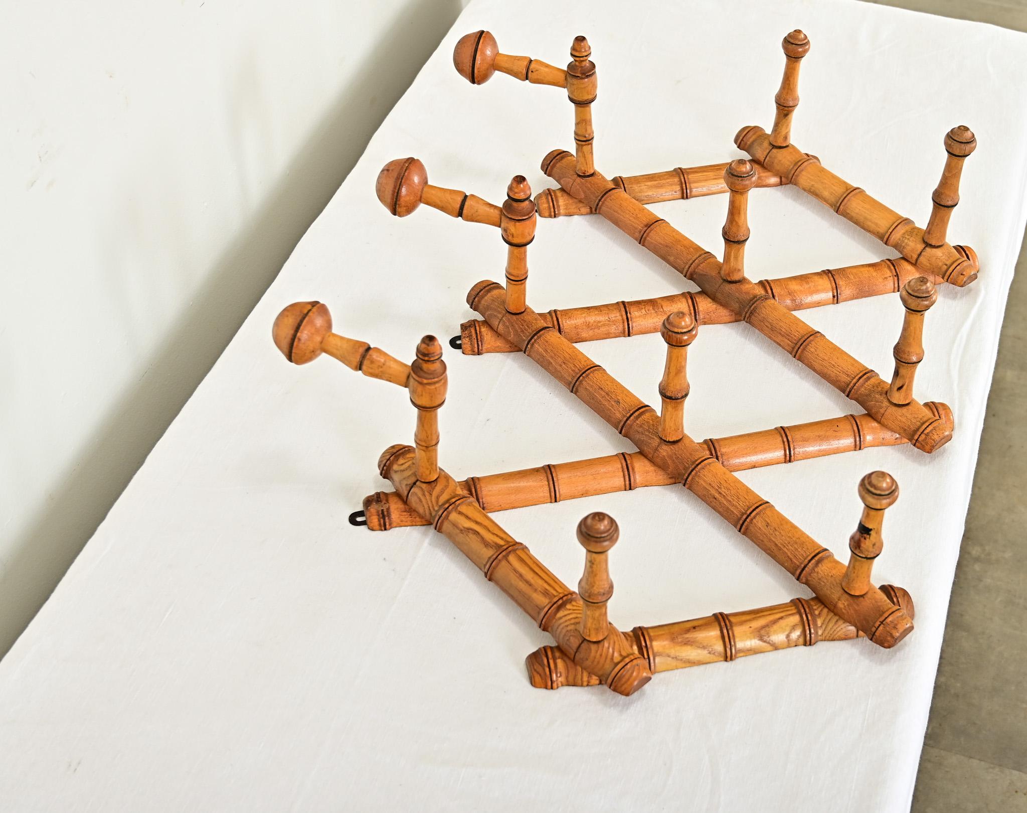Carved French 19th Century Faux Bamboo Coat & Hat Rack For Sale