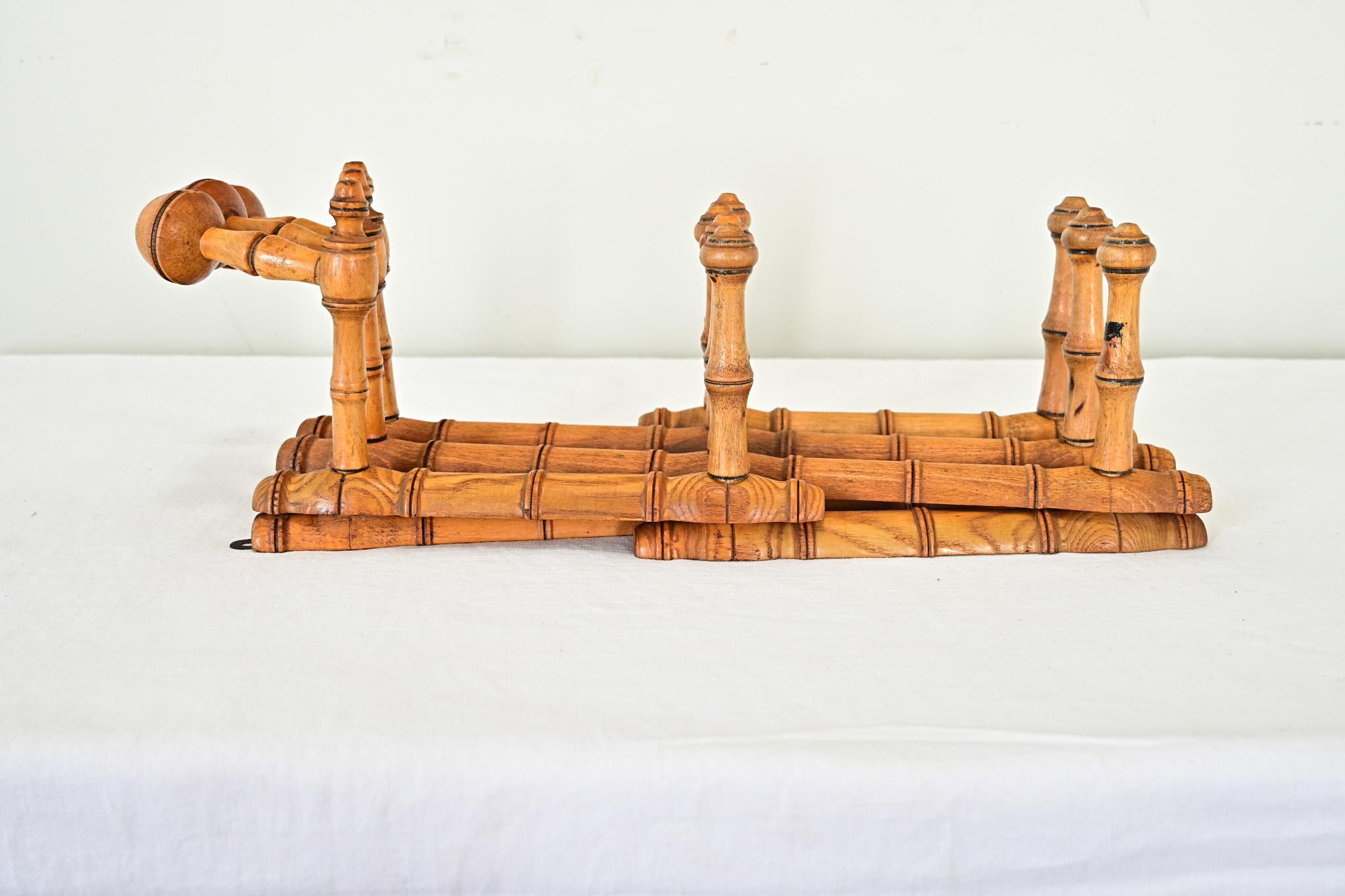 French 19th Century Faux Bamboo Coat & Hat Rack For Sale 3