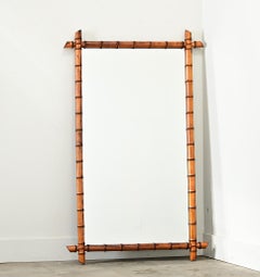 Espejo francés de bambú de imitación del siglo XIX