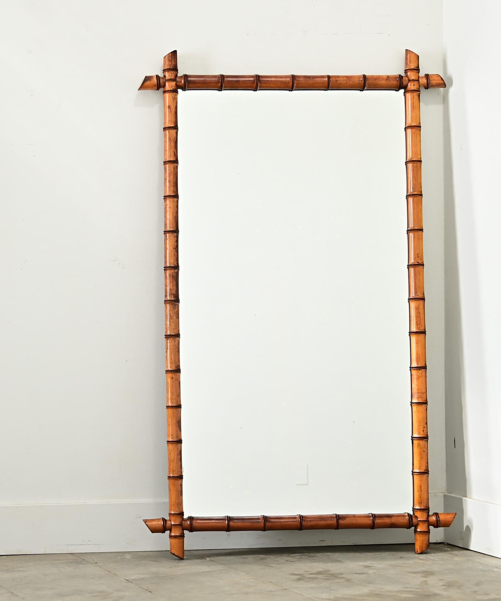 Espejo francés de bambú de imitación del siglo XIX Provincial francés en venta