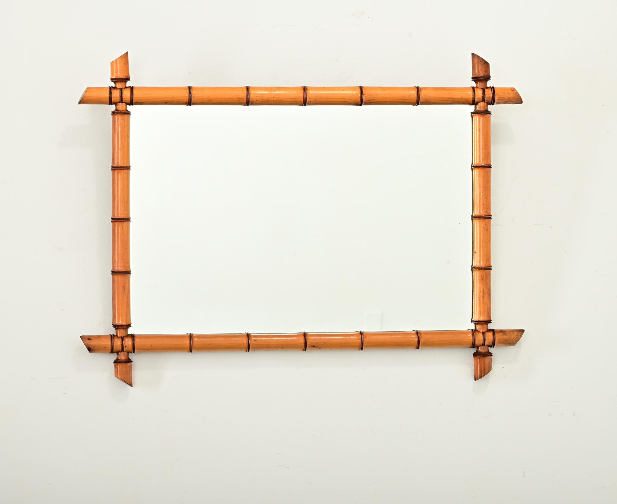 Französischer Faux-Bambus-Spiegel aus dem 19. (Ästhetizismus) im Angebot