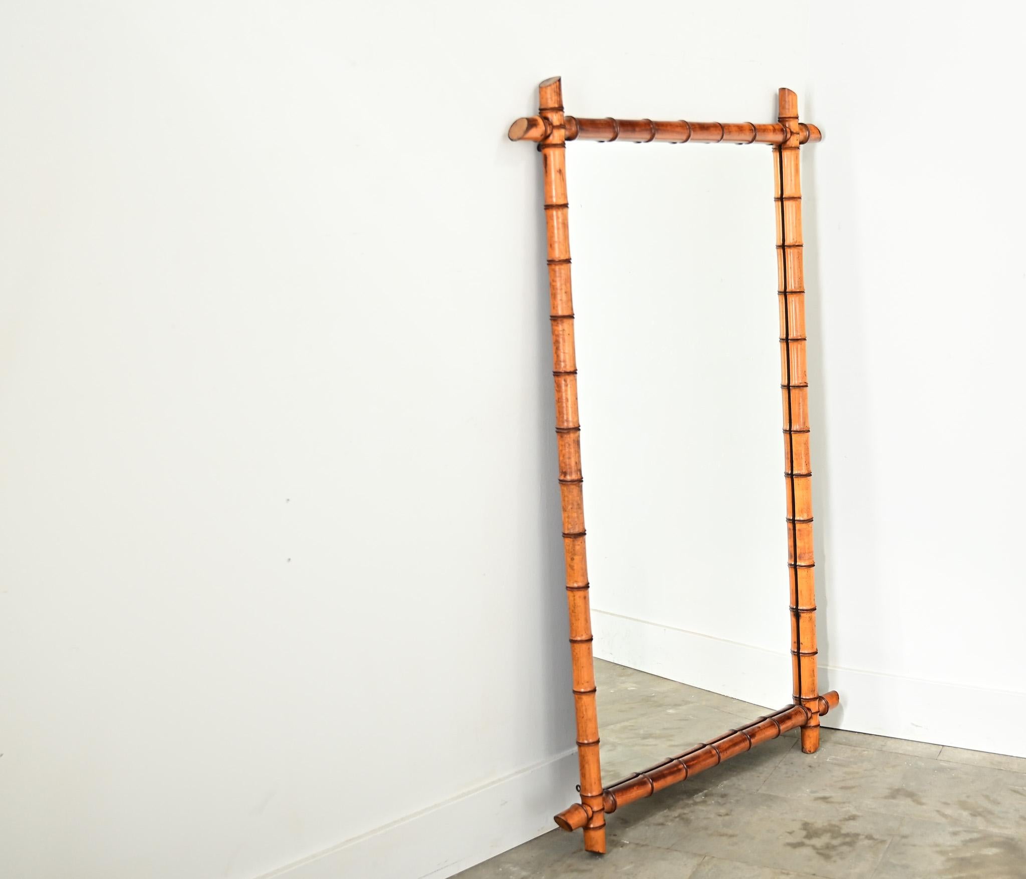 Espejo francés de bambú de imitación del siglo XIX en venta 2