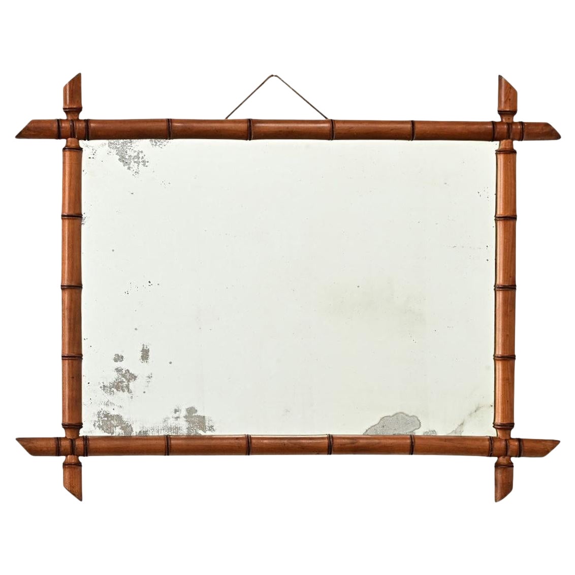 Specchio francese in finto bambù del XIX secolo