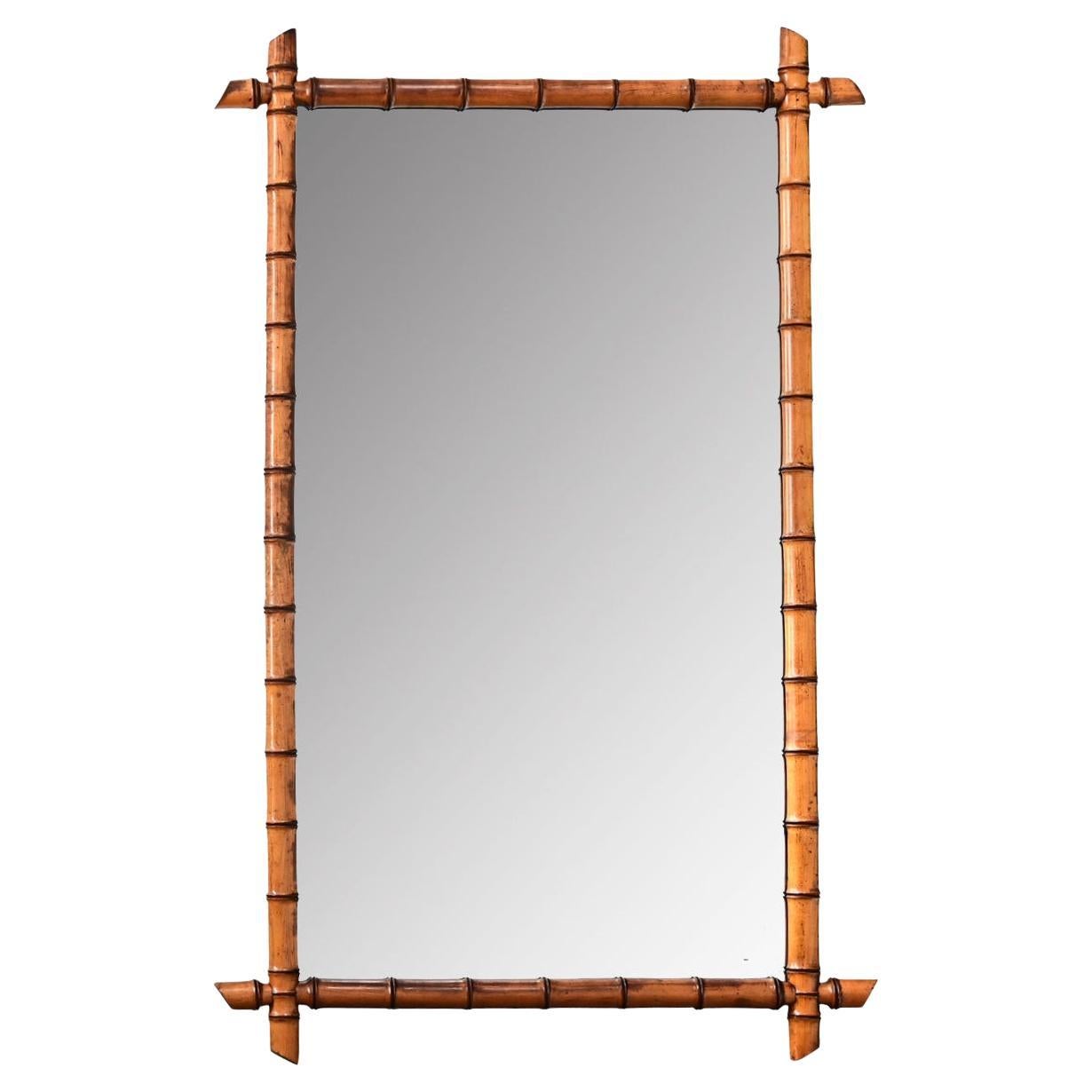 French 19th Century Faux Bamboo Mirror