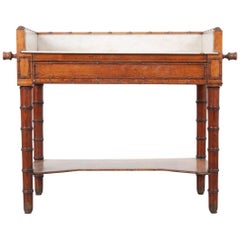 Antique French 19th Century Faux Bamboo Pine Dressing Table