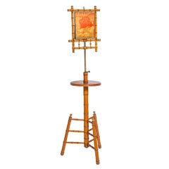 French 19th Century Faux Bamboo Triptych Mirror on Stand