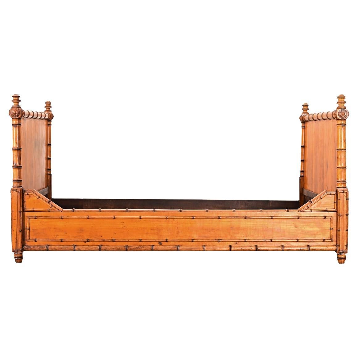French 19th Century Faux Bamboo Twin Bed Frame