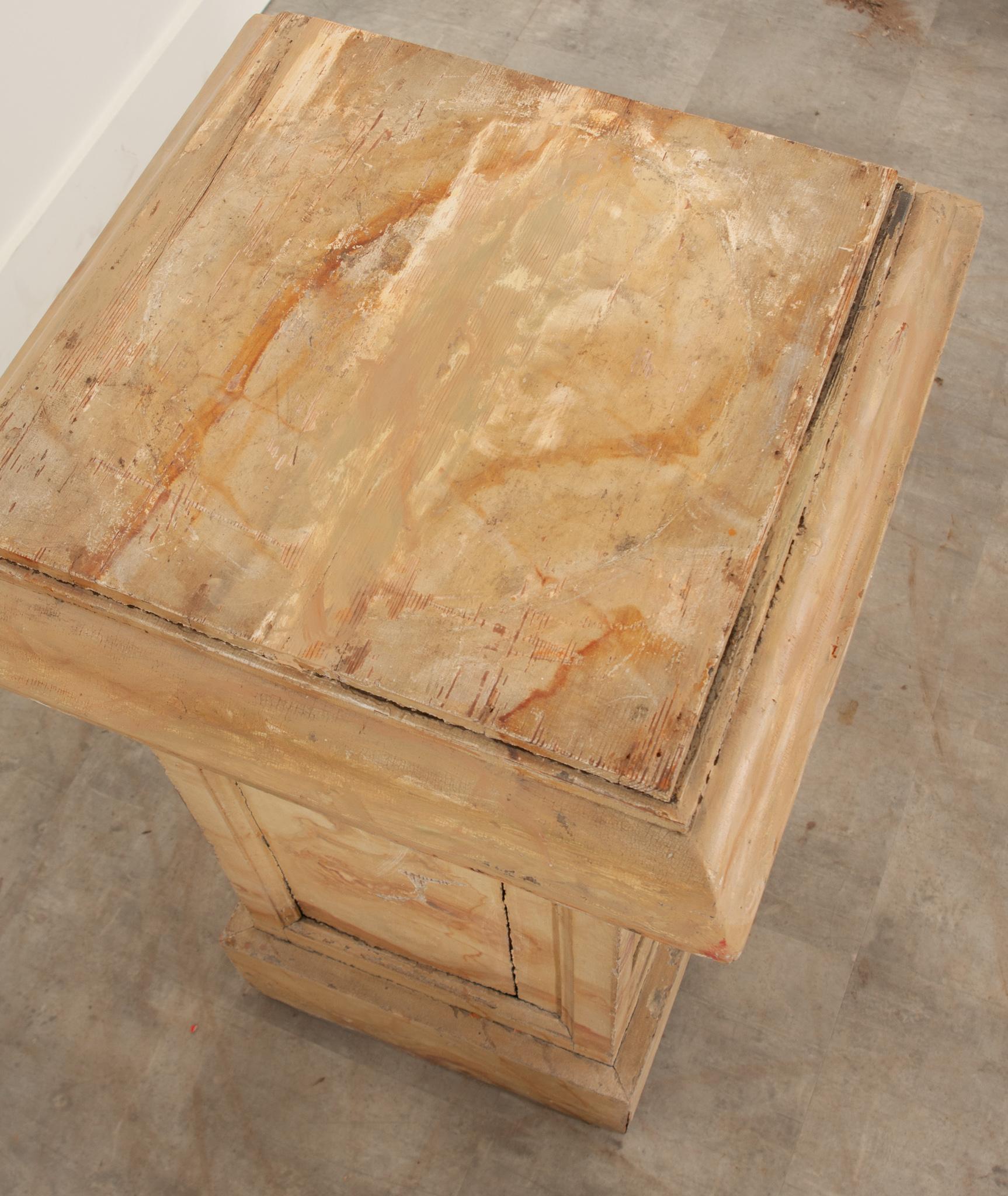 Hand-Crafted French, 19th Century Faux Marble Pedestal For Sale