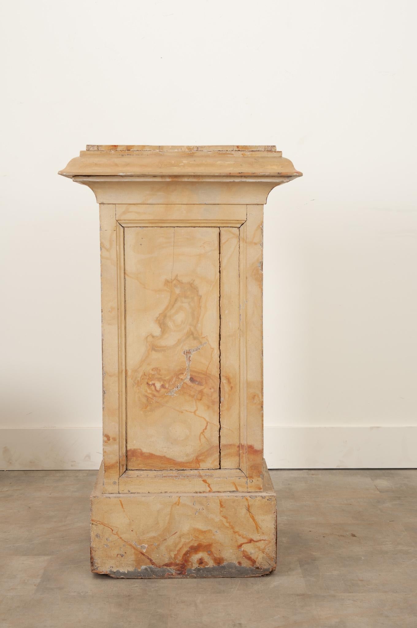 Wood French, 19th Century Faux Marble Pedestal For Sale