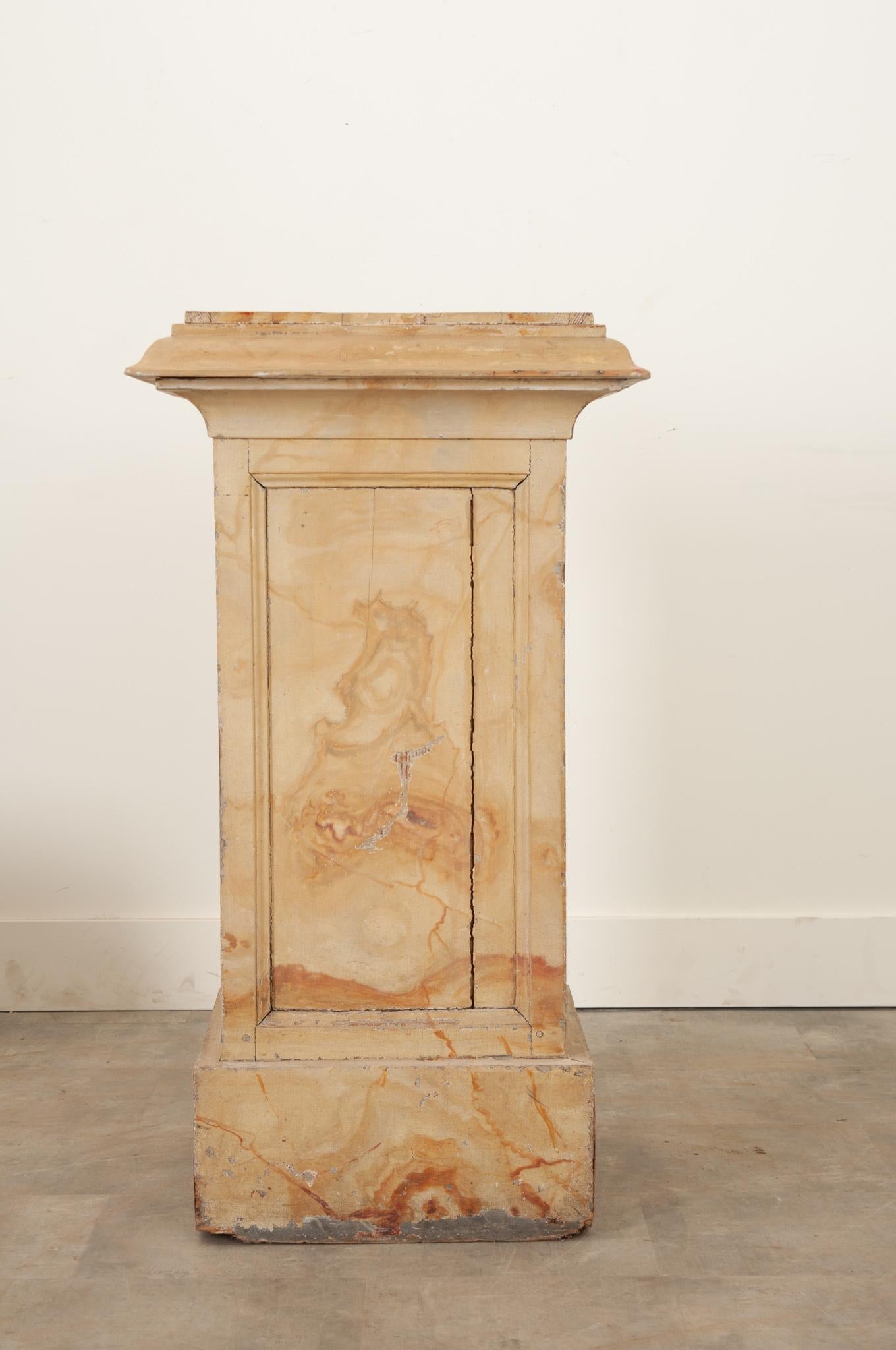 French, 19th Century Faux Marble Pedestal For Sale at 1stDibs