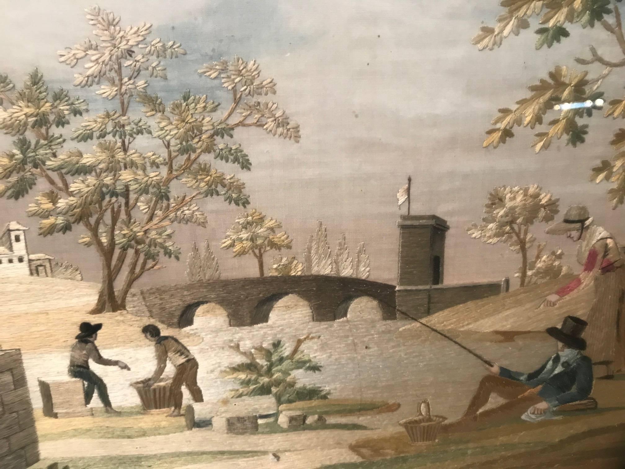 broderie française du XIXe siècle « Fol De Soie » en soie en vente 2