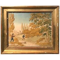 French 19th Century "Fil De Soie", Silk Embroidery