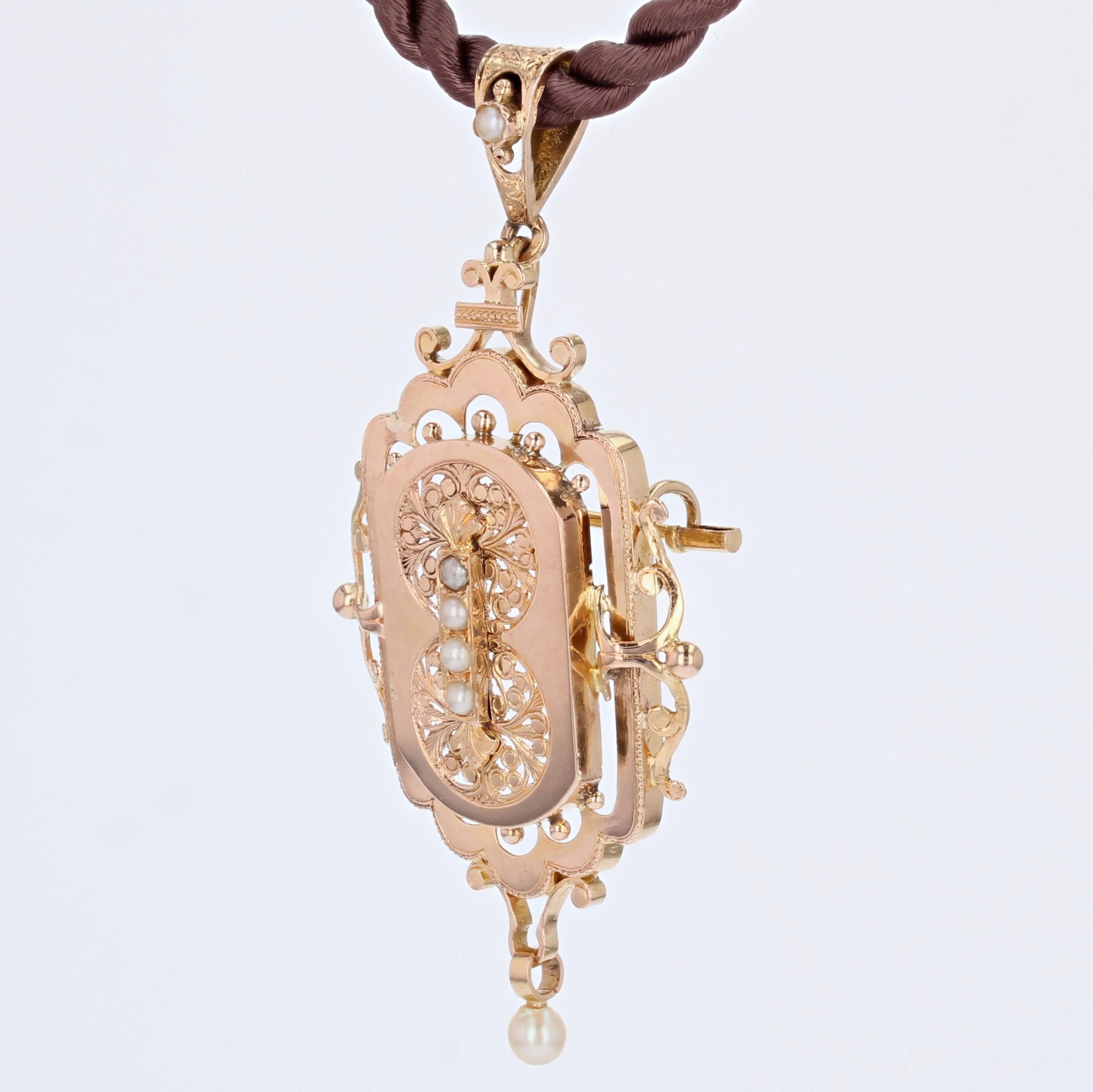 Women's French, 19th Century, Fine Pearl 18 Karat Rose Gold Brooch Pendant